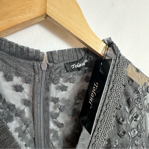 Tolani Cloudine Embroidered Lace Mesh Midi Fairy Goth Dress Size XXL NWT - Picture 2 of 12